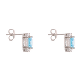 Broquel cuadrado circonias azul y blanco plata