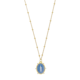 Collar medalla Guadalupe ágata y circonias plata