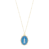 Collar medalla Guadalupe ágata y circonias plata