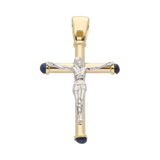 Cruz bicolor zafiro/rubí/esmeralda 14K