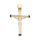 Cruz bicolor zafiro/rubí/esmeralda 14K
