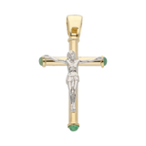 Cruz bicolor zafiro/rubí/esmeralda 14K