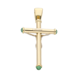 Cruz bicolor zafiro/rubí/esmeralda 14K