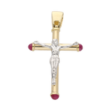 Cruz bicolor zafiro/rubí/esmeralda 14K