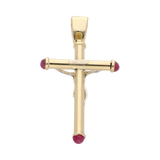 Cruz bicolor zafiro/rubí/esmeralda 14K