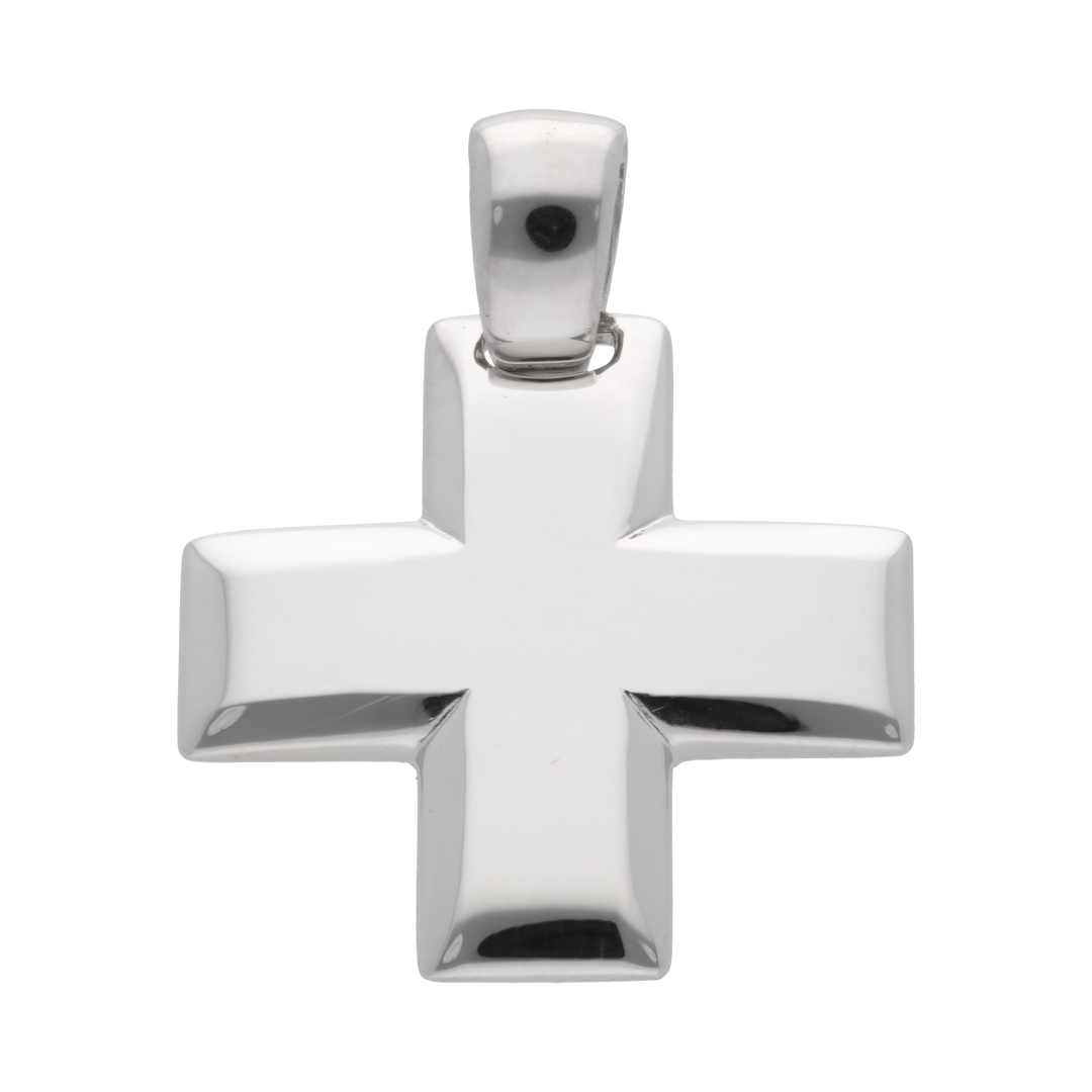 Cruz solida oro blanco 14K