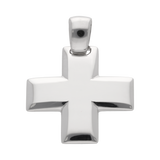 Cruz solida oro blanco 14K