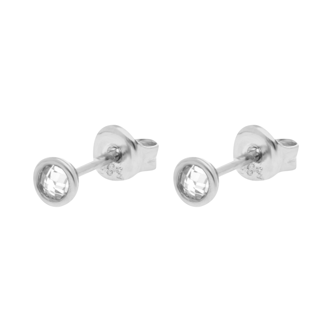 Broquel mini circonia blanca 14K