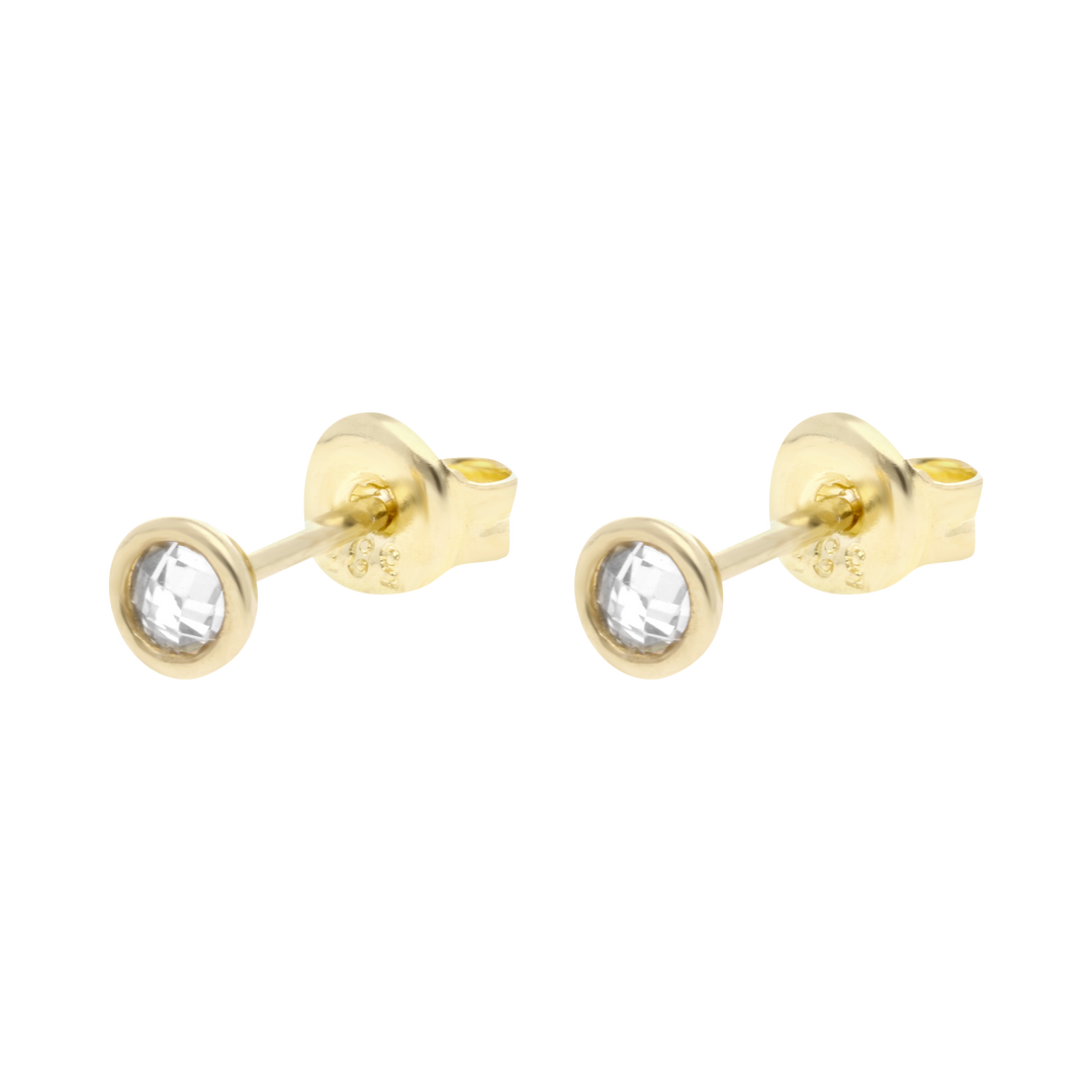 Broquel mini circonia blanca 14K