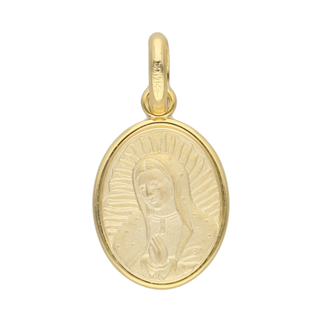 Medalla oval busto Guadalupe 14K