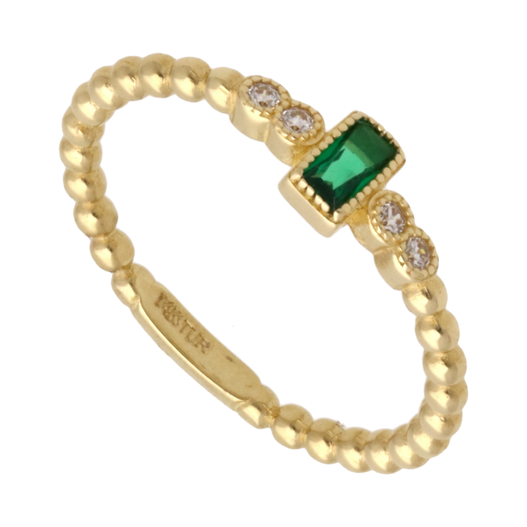 Anillo circonia verde 14K