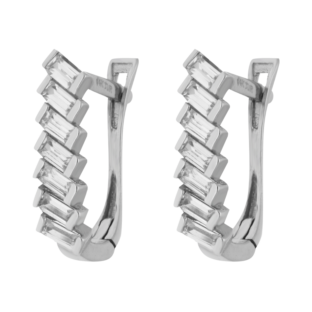 Arracadas circonias oro blanco 14K