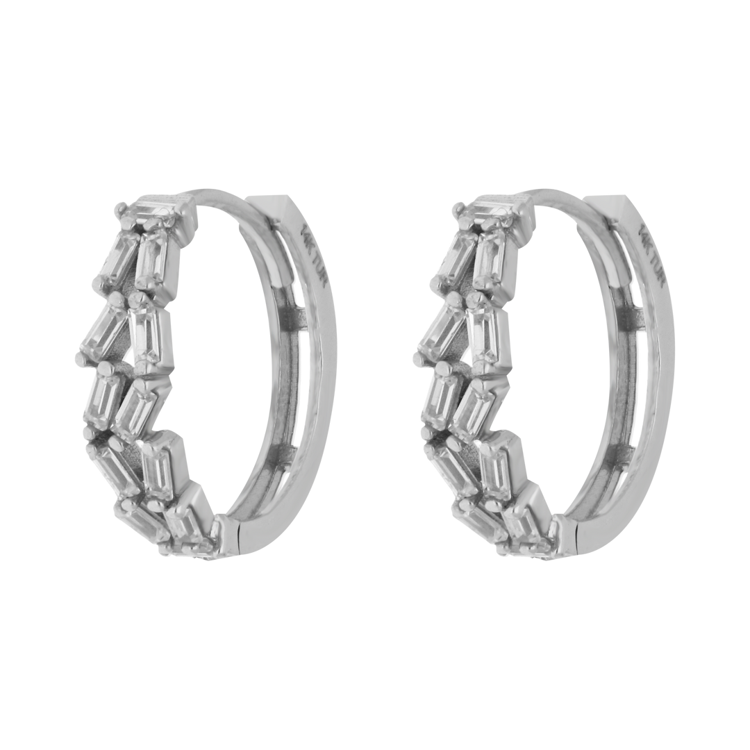 Arracadas circonias oro blanco 14K
