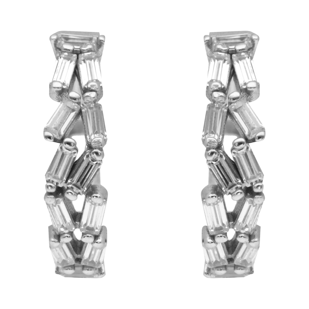 Arracadas circonias oro blanco 14K