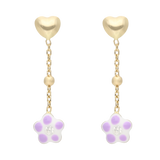 Aretes largos flor esmaltada 14K