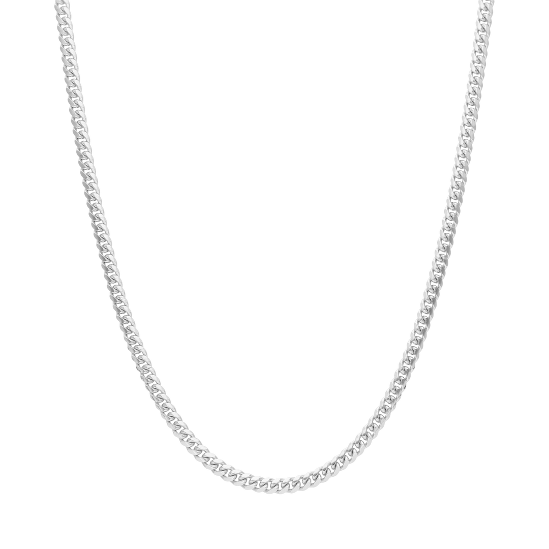 Cadena barbada oro blanco 14K