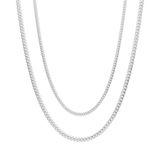 Cadena barbada oro blanco 14K