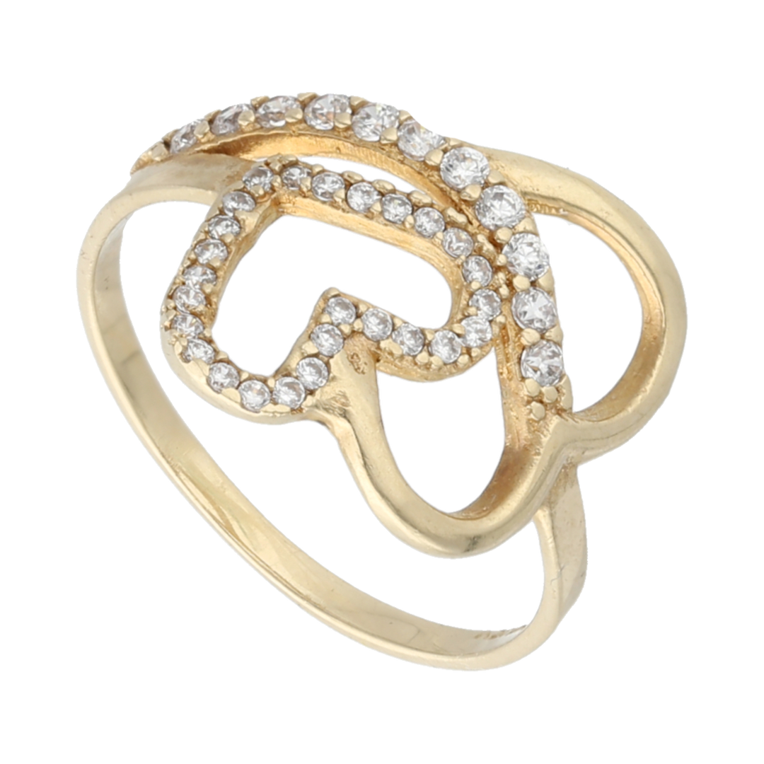 Anillo corazones circonias 10K