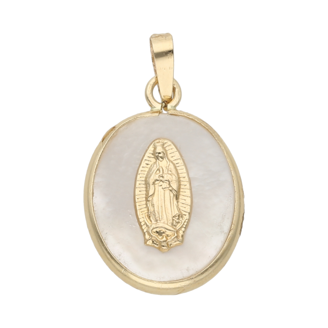 Medalla madre perla Virgen Guadalupe 14K