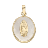 Medalla madre perla Virgen Guadalupe 14K