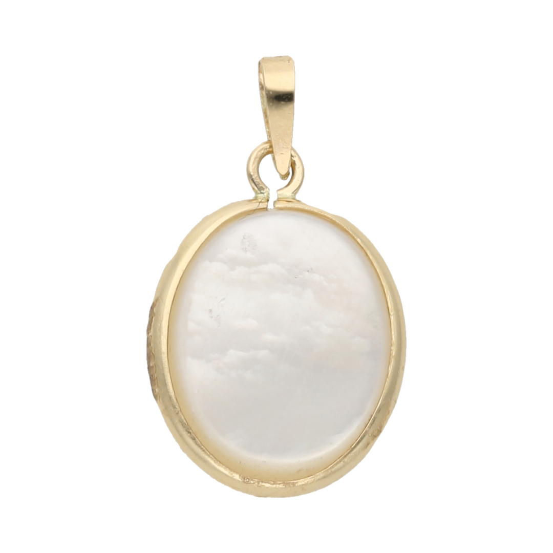 Medalla madre perla Virgen Guadalupe 14K
