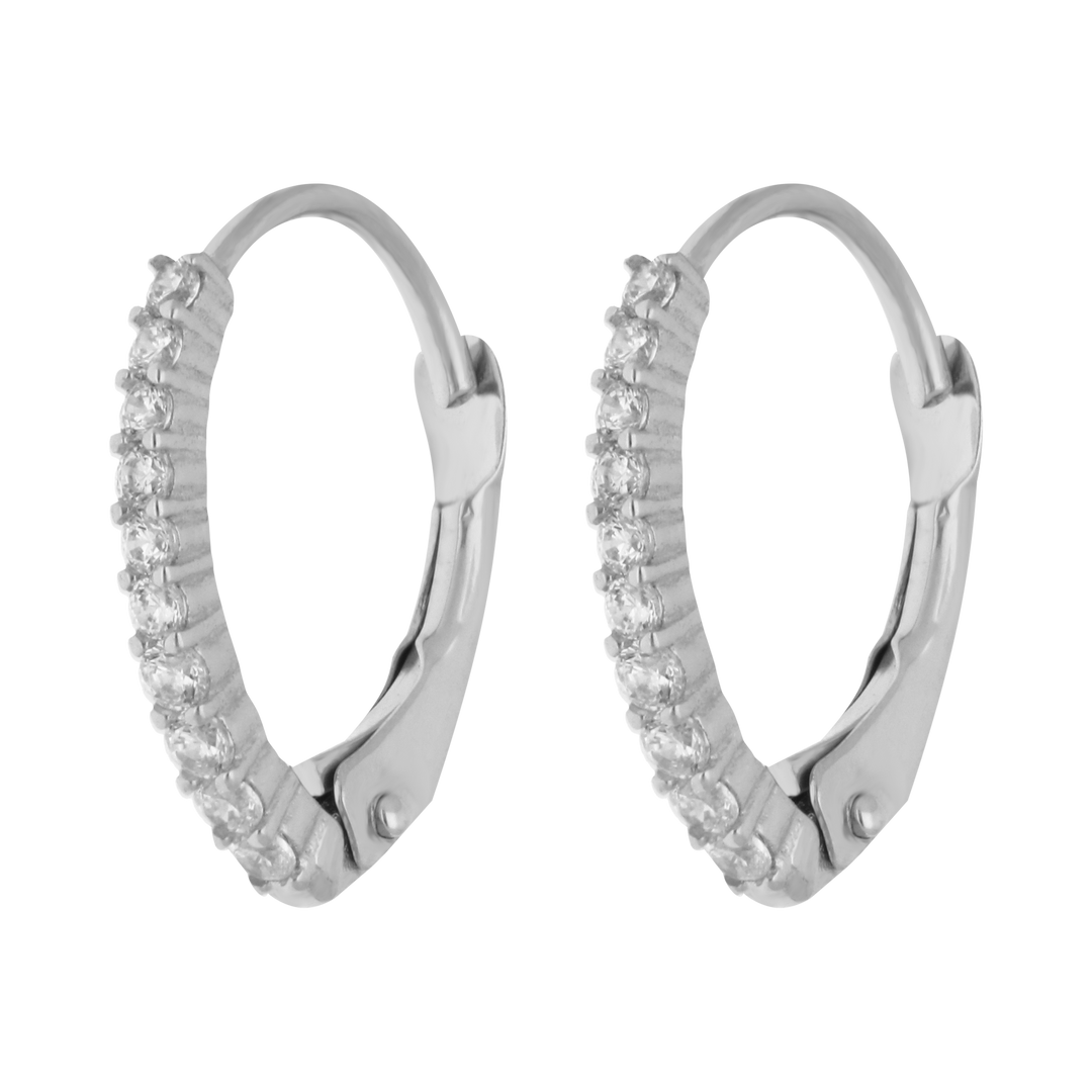 Arracadas circonias oro blanco 10K