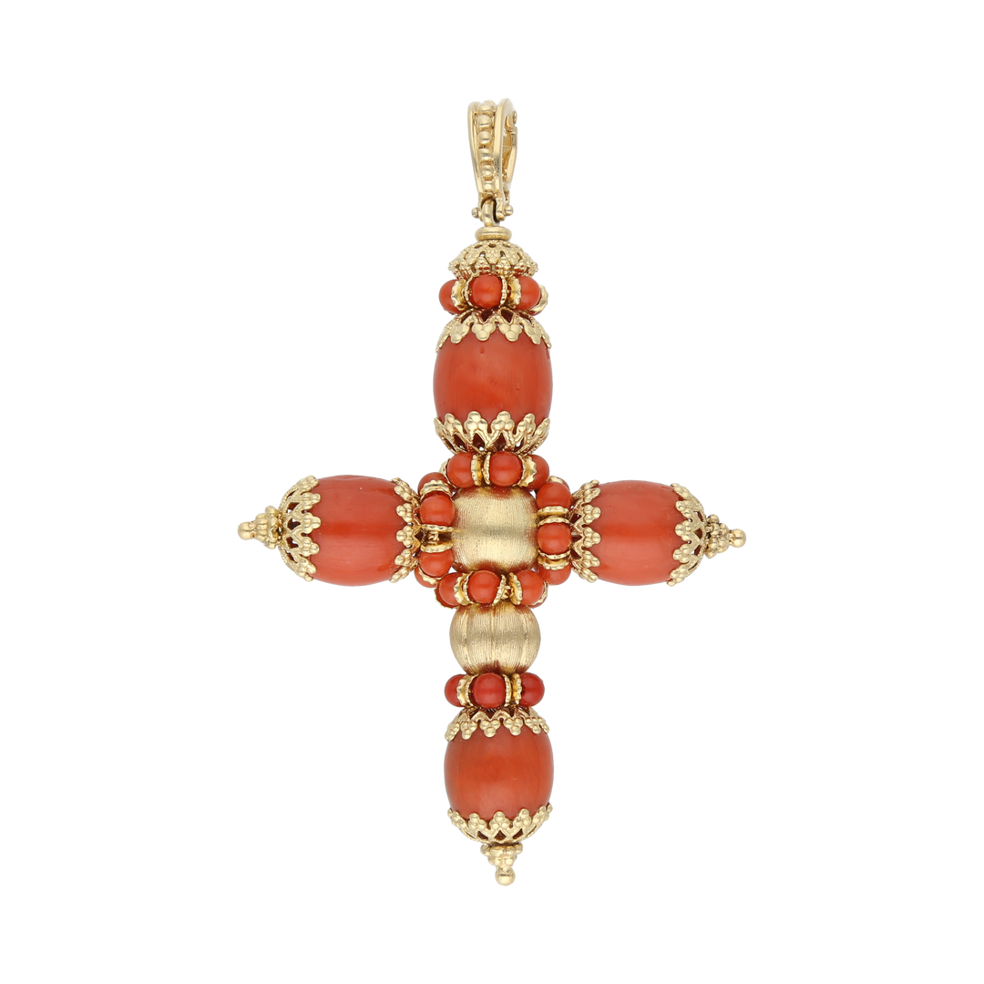 Cruz coral 18K
