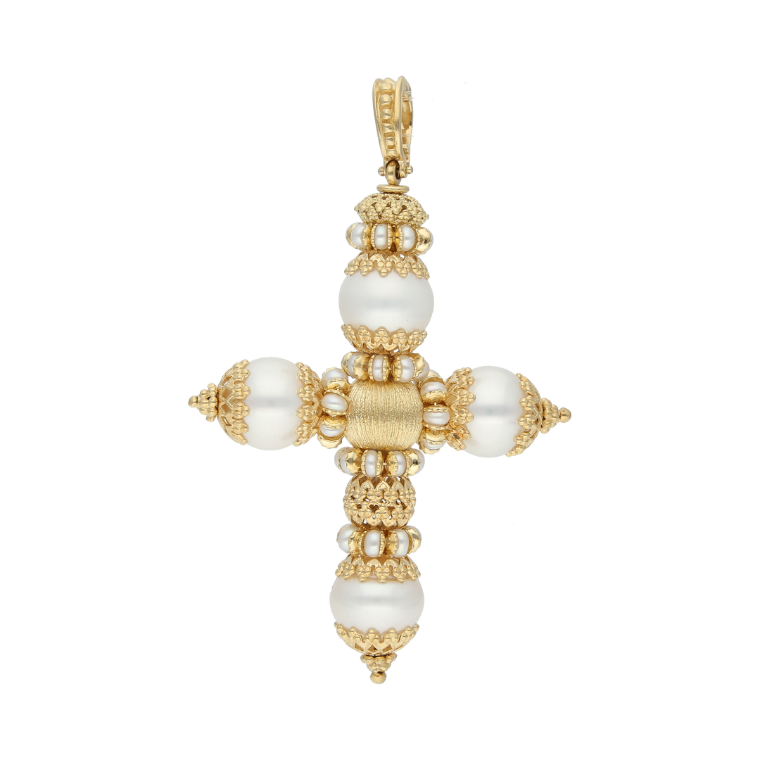 Cruz perlas 18K