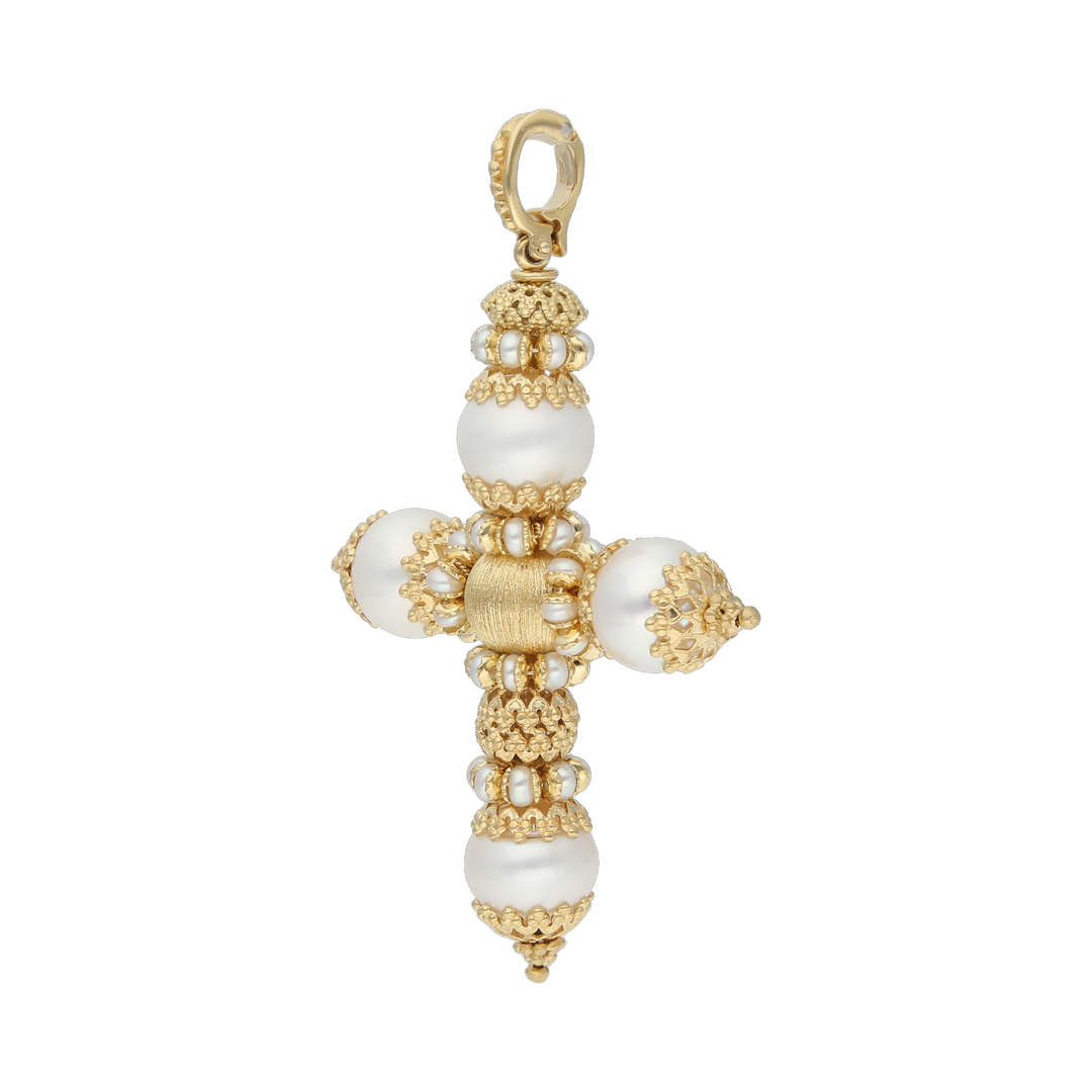 Cruz perlas 18K