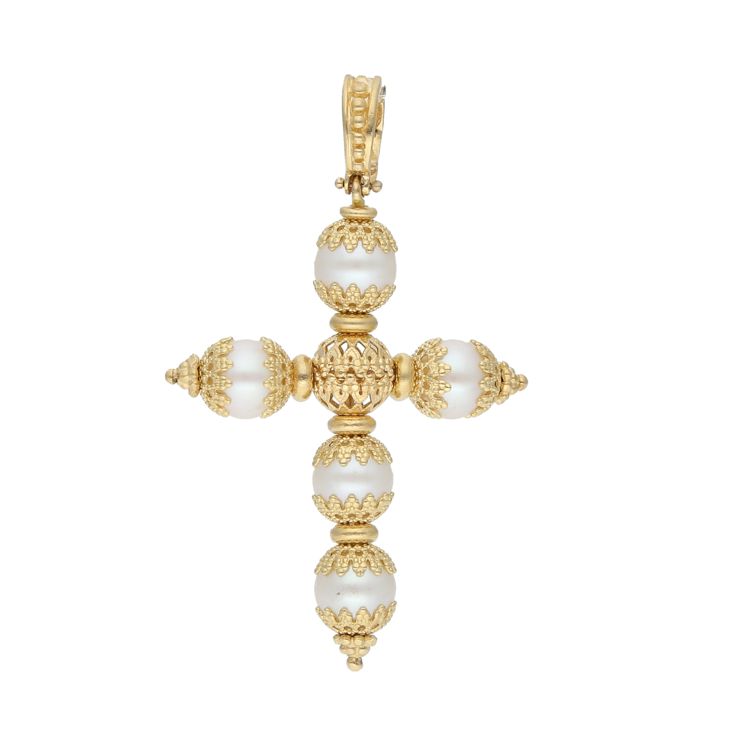 Cruz perlas 18K