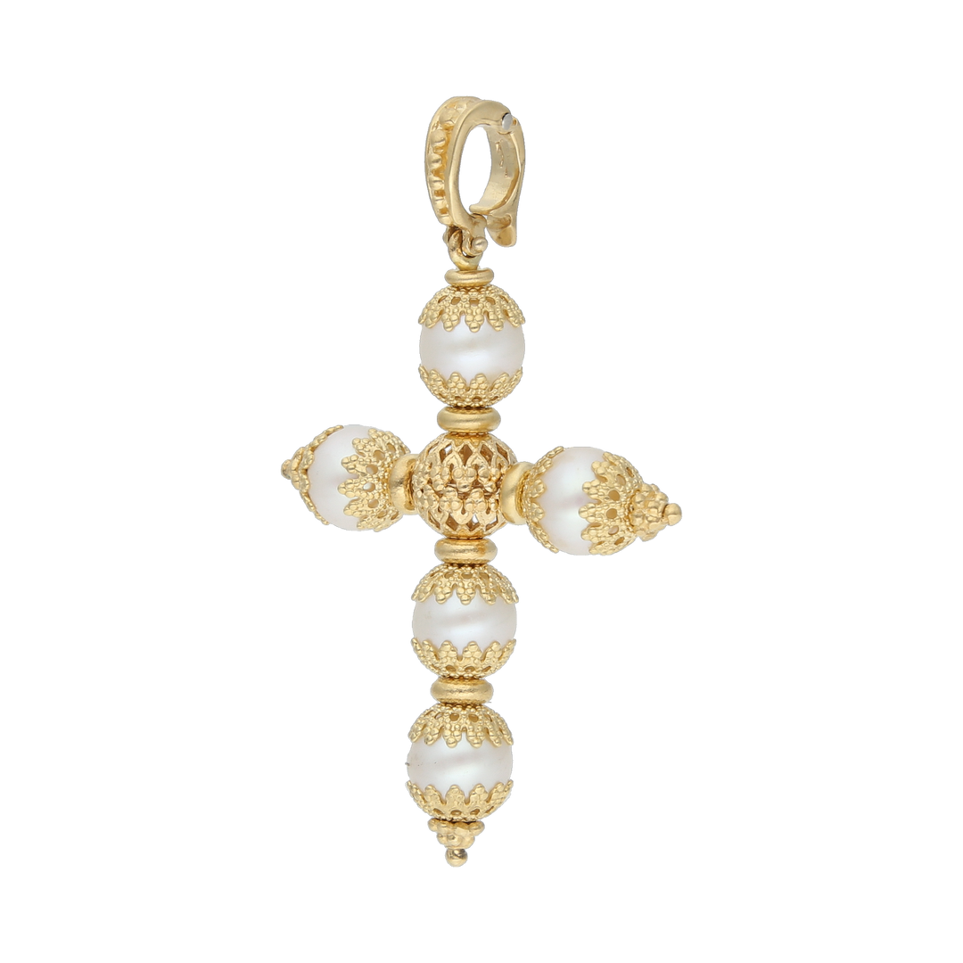 Cruz perlas 18K