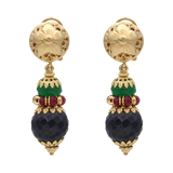 Aretes largos esmeraldas, rubíes y zafiros 18K