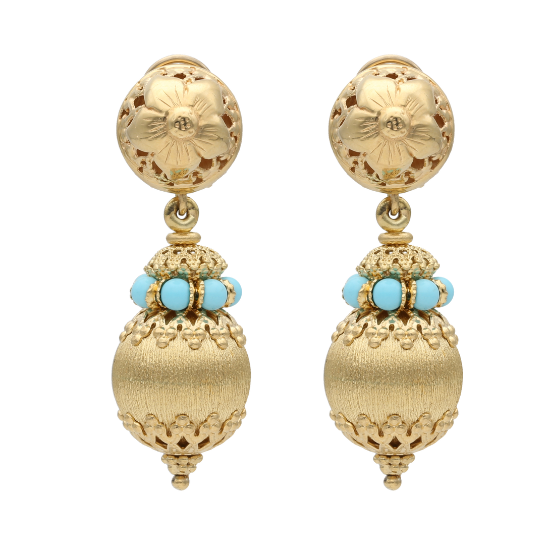 Aretes largos turquesas 18K