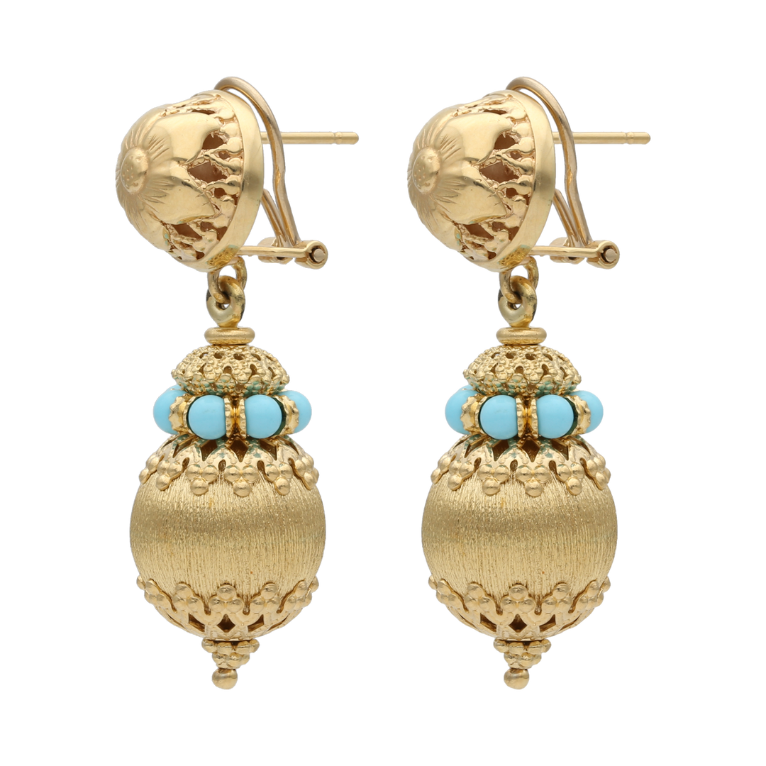 Aretes largos turquesas 18K