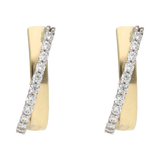 Broquel 2 filas circonias bicolor 14K