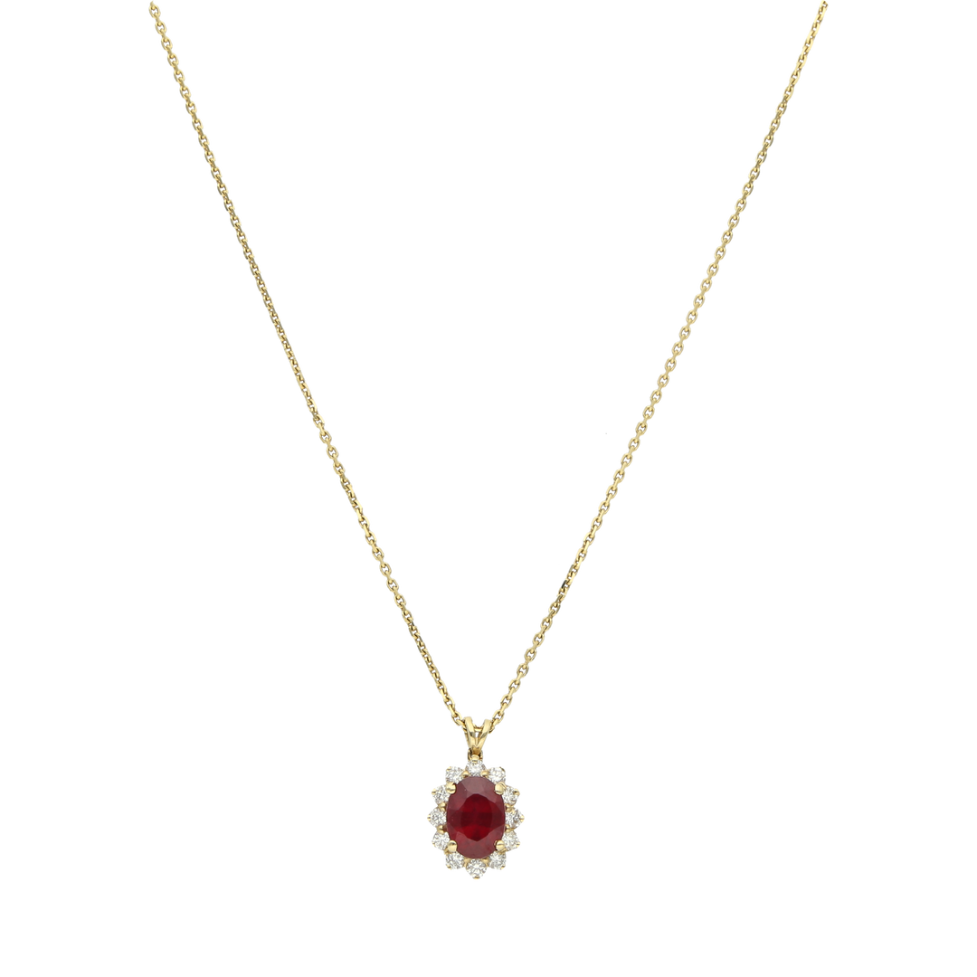Collar rubí y brillantes 14K