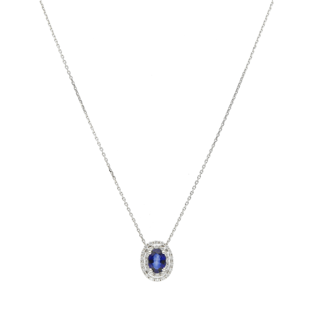 Collar dije zafiro y brillantes 14K