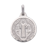 Medalla de San Benito oro blanco 14K
