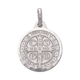 Medalla de San Benito oro blanco 14K