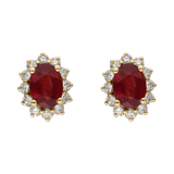 Broquel rubí y brillantes 14K