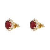 Broquel rubí y brillantes 14K