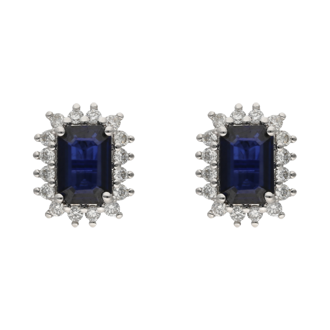 Broquel zafiros y brillantes 14K