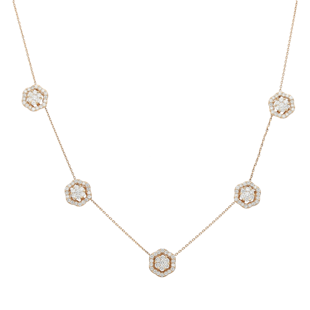 Gargantilla flores brillantes 14K