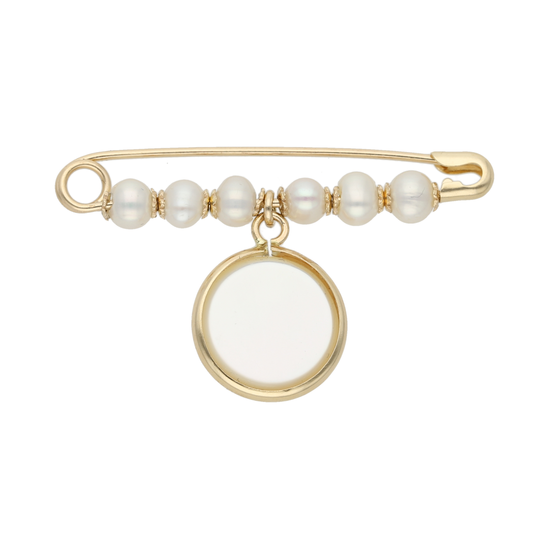 Seguro perlas medalla angel 14K