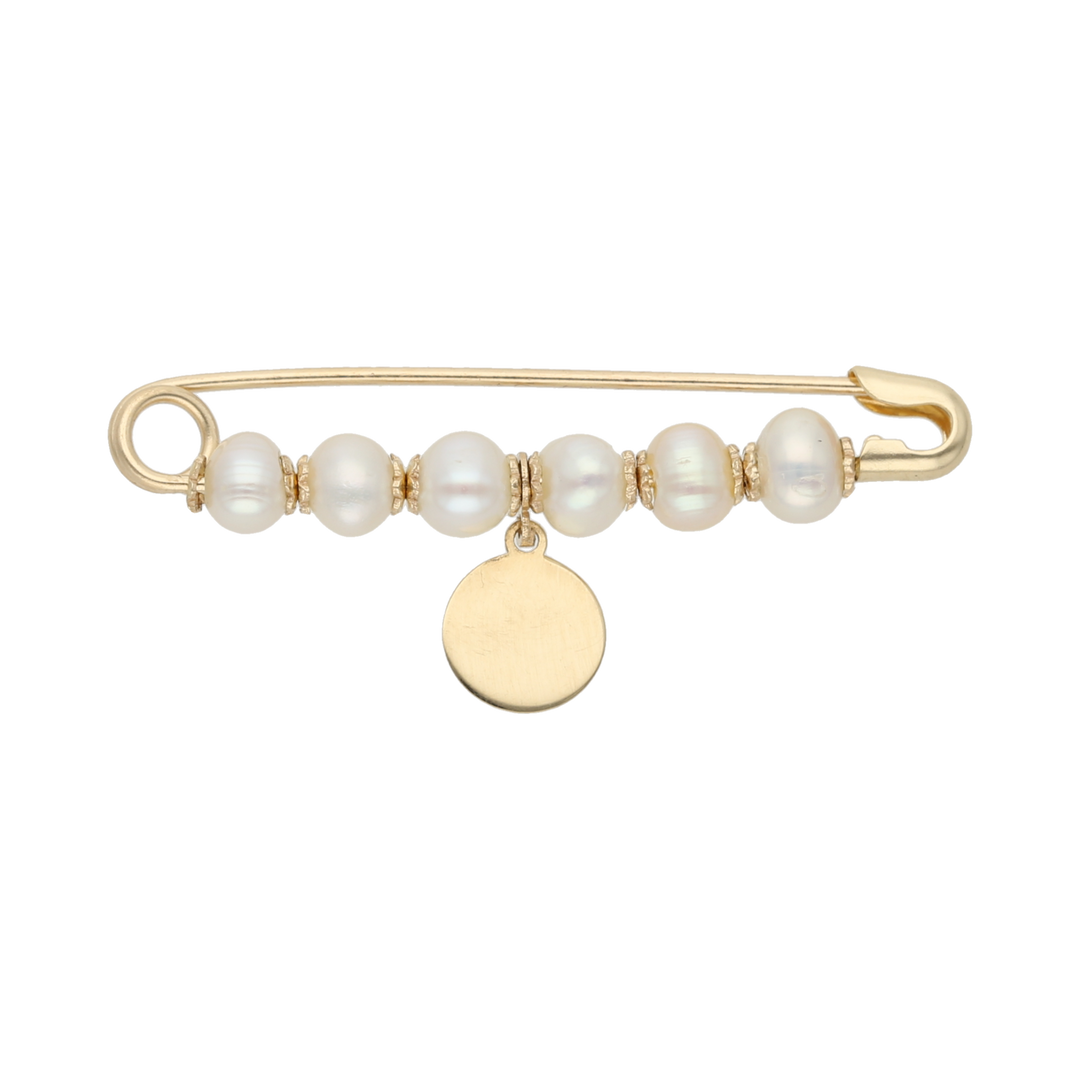 Seguro perlas medalla mini angel 14K