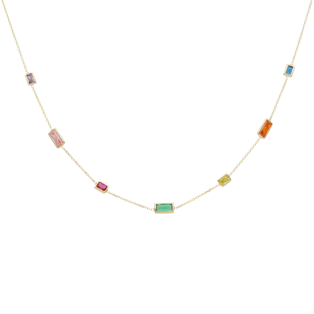 Collar piedras colores 14K