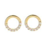 Broquel círculo liso/circonias 14K