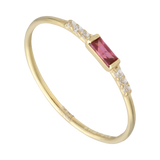 Anillo super delgado piedras colores 14K