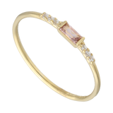 Anillo super delgado piedras colores 14K