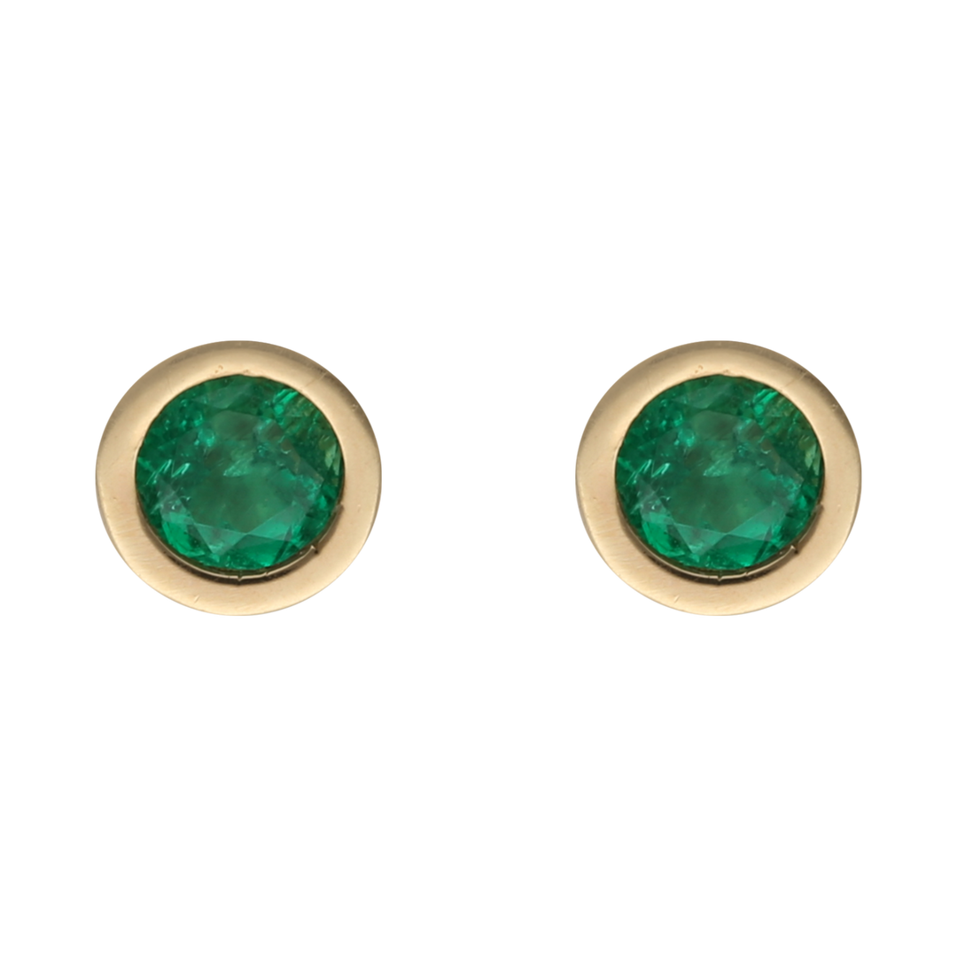 Broquel mini esmeraldas 14K